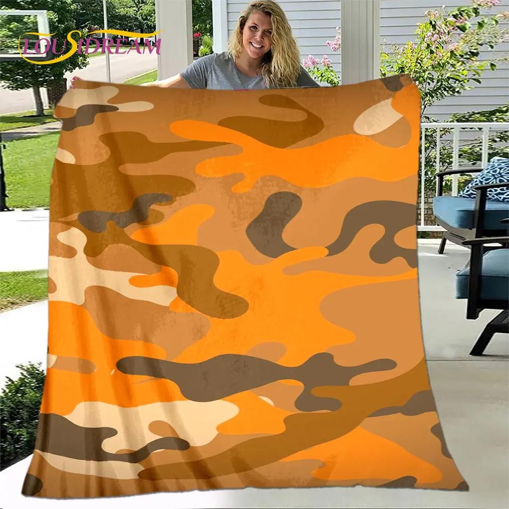 D Colorful Camo Camouflage Throw Blanket Warm Flannel Blanket for Home Living Room Bedroom Beds Sofa Outdoors