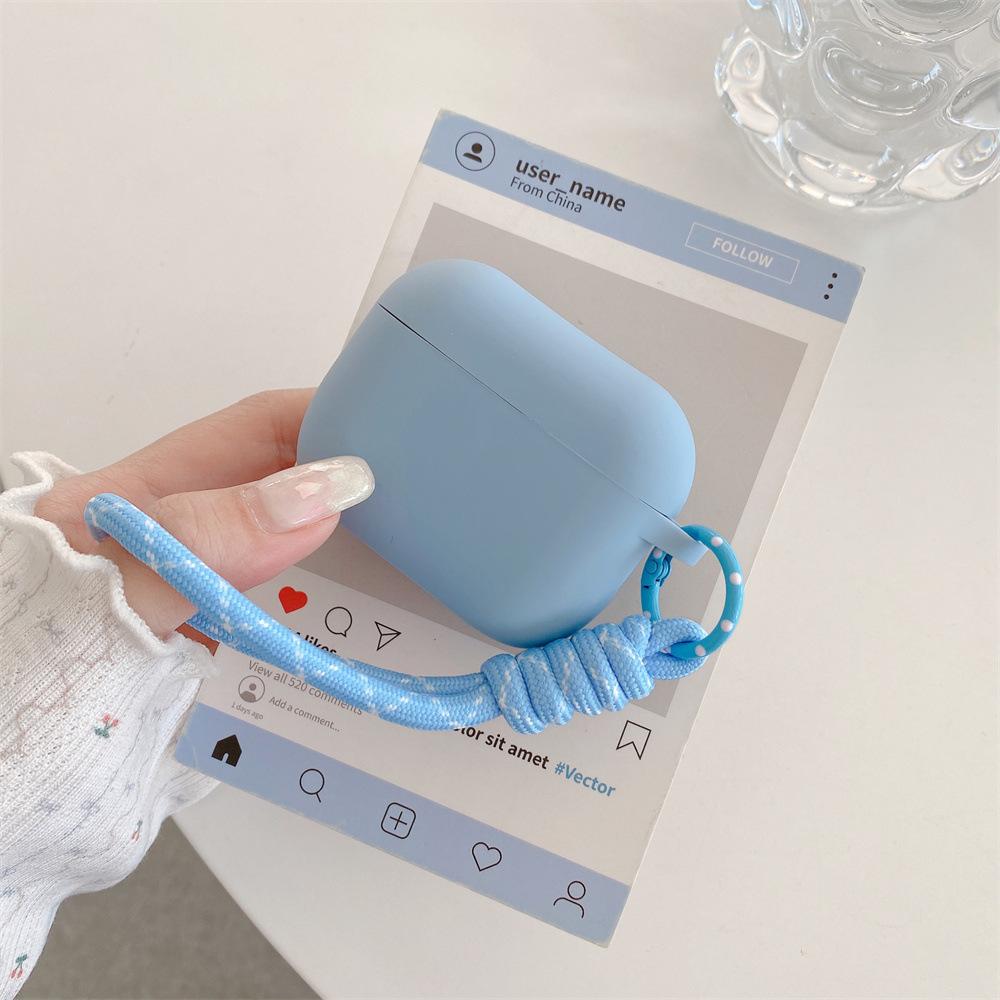 Simple Solid Color Silicone Earphone Cover for Apple AirPods 1 /1 Generation Polka Dot Short Rope Case PRO1 PRO1
