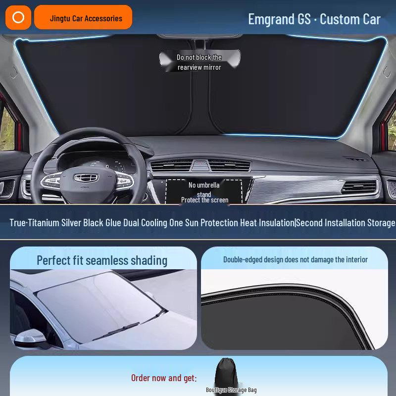 Geely Car Sunshade: Heat-Insulation Windshield Curtain for 25 Models, including Xingyue L, Xingyuan, Xingrui, Emgrand, Boyue L, and Panda MINI.