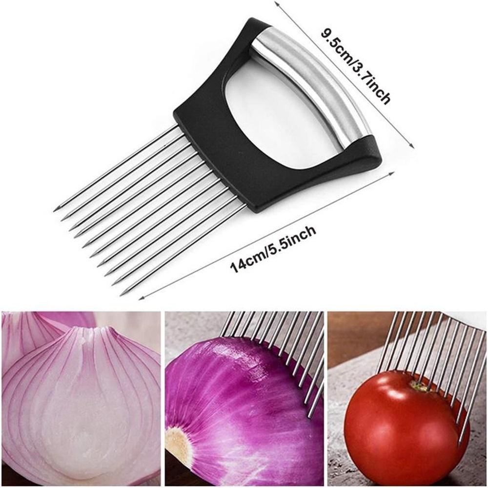 Ptyism 2 Pcs Onion Slicer(With Protective Cover) Onion Holder For|Vegetable Slicer Holder,Meat Slices Tool for Cutting Vegetable, Fruit, Potato, Avocados, Meat