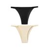 TERMEZY 2Pcs/Lot Women Sexy Ice Silk Panties Low-waist Seamless G String Lingerie Solid Half Hip Underwear