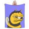 Sad P-Pepe Frog Meme Flannel Blanket Winter  Soft Throw Blanket for Children Living Room Novelty Bedspread Sofa Bed Cover