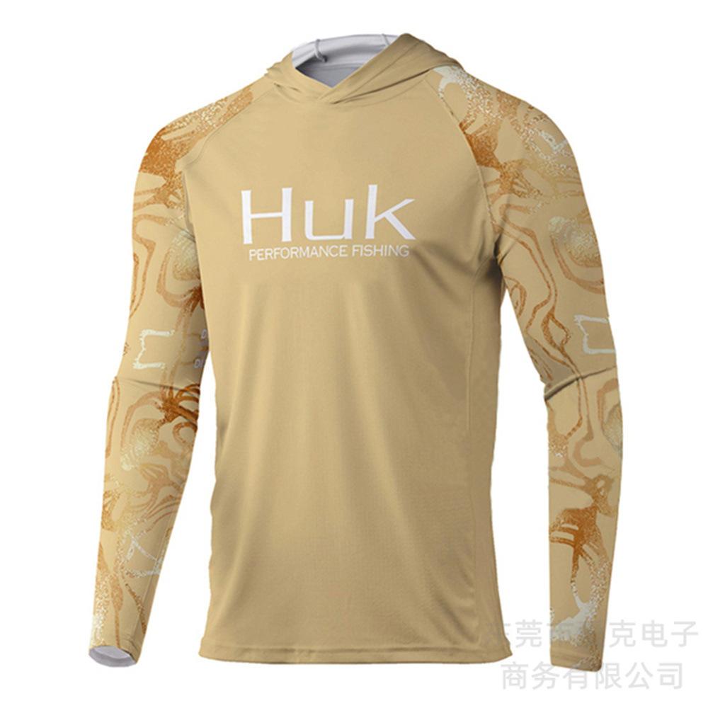 Hooded fishing suit, summer quick-dry long-sleeve men's T-shirt, outdoor sportswear, sun-protection shirt, lure fishing suit, breathable