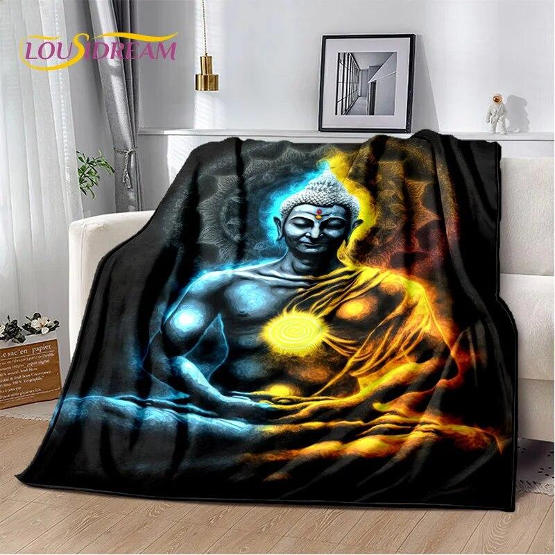 HD Buddha Buddhismus Víra Meditující Náboženství Sakyamuni Bodhisattva Modlitební deka Měkká deka pro domácí postele Pohovka Kid