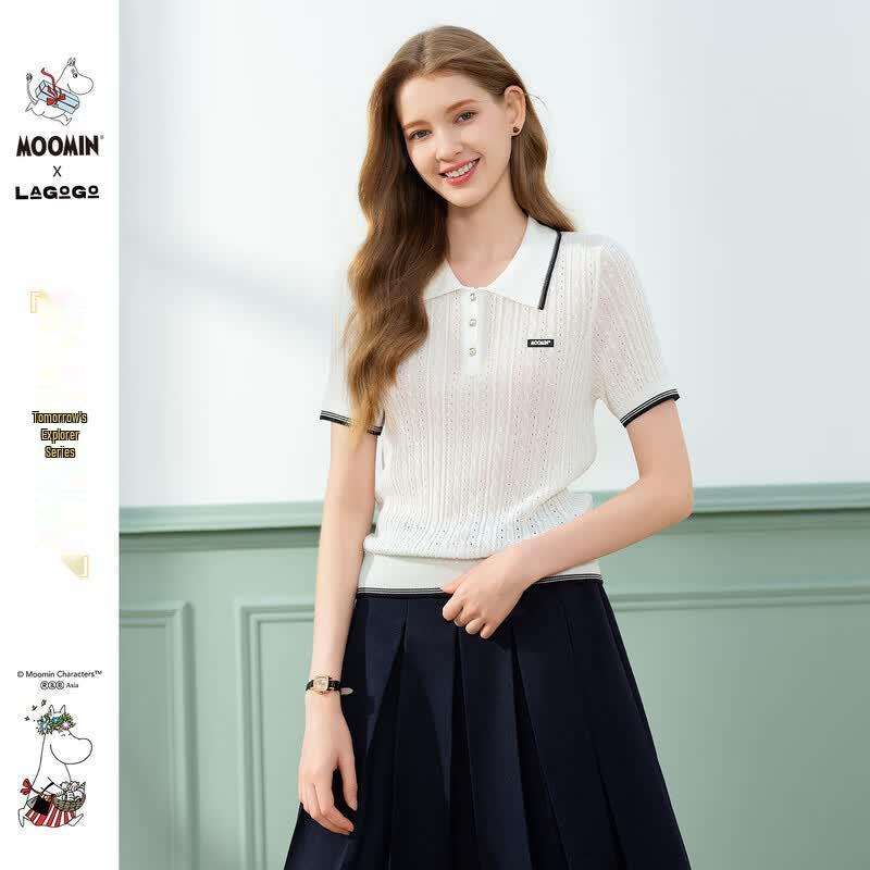 LAGOGO Women s Cable Knit Hollow-Out Short-Sleeve Top L