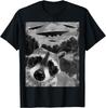 Funny Graphic Tee Raccoon Selfie with UFO Alien Weird Gift Unisex T-Shirt