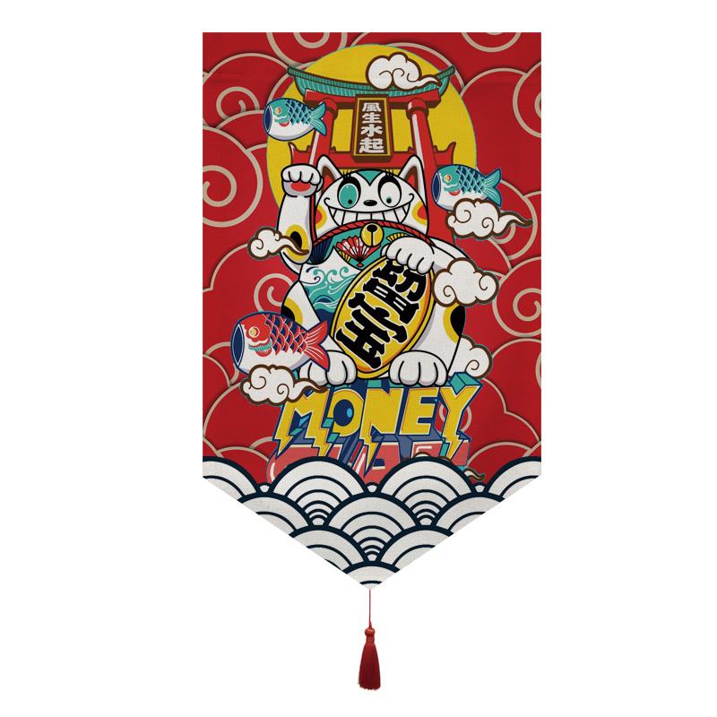 Japanese Short Curtain Doorway Noren Sushi Shop Triangle Flag Kitchen Home Decor Drapes Ramen Restaurant Hanging Half-Curtain