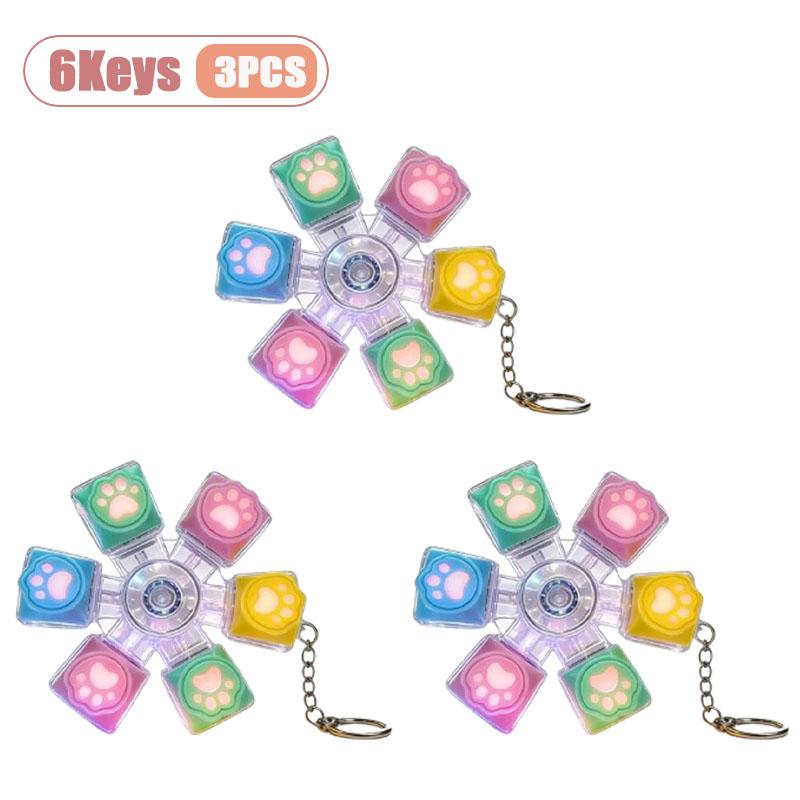 Cat Paw Keycap Keychain Mechanical Keyboard Fidget Spinner Stress Relief Cute Keyring for Office Desk Anxiety Gift