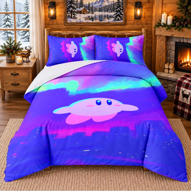 Kirby Patron Beddengoed 3-delige Set Hoeslaken En Kussenslopen Voor Binnen Slaapkamer