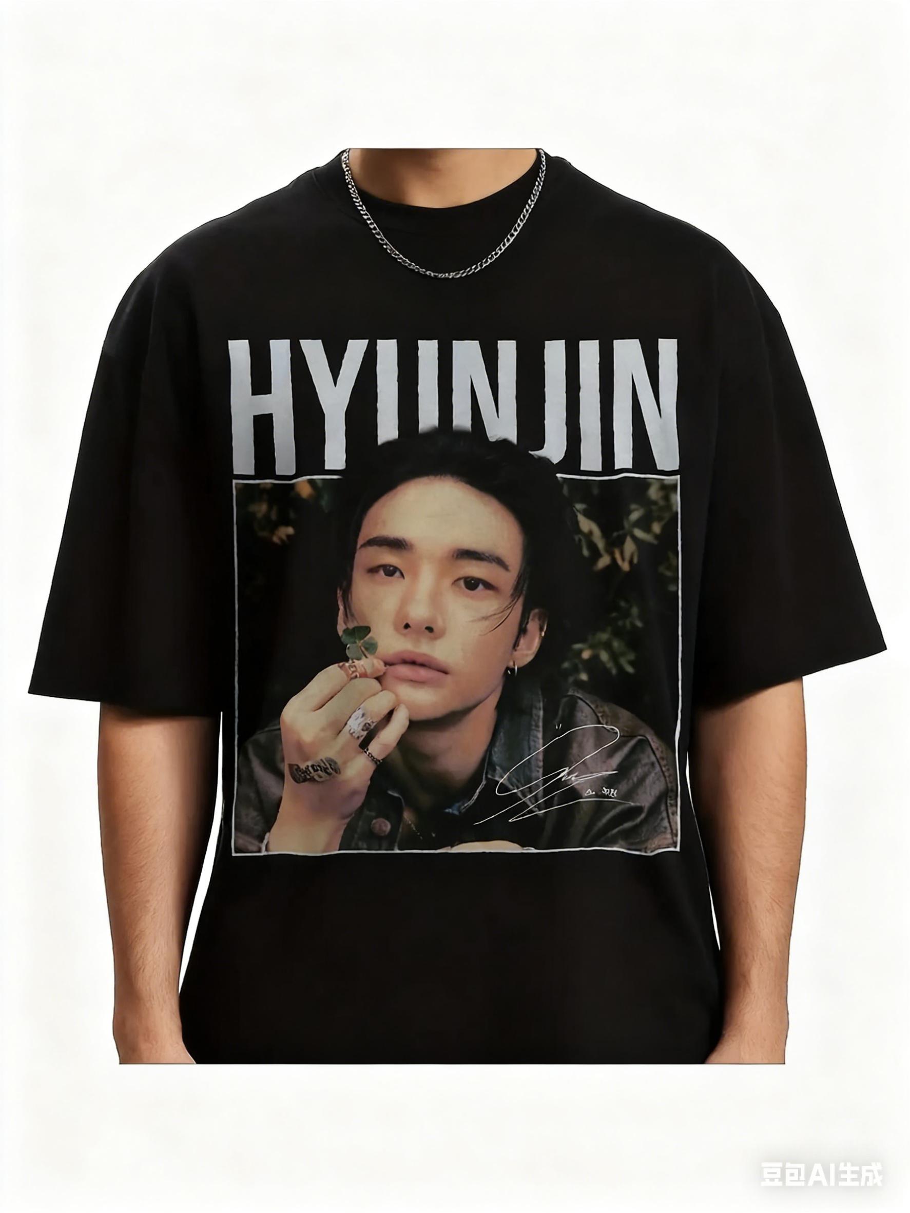 Straykpop Hyunjin Kpop Inspiration T-Shirt - Features a Signature Design And The HYUNJIN Logo XL