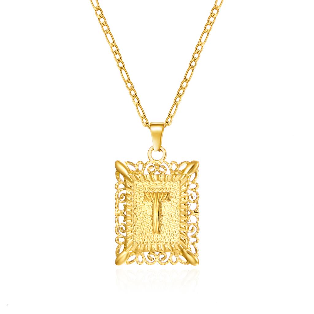 Stainless Steel Initial Letter Necklace For Women Men 2025 New Stylish Square Pendant Necklace Birthday Party Jewelry Gifts