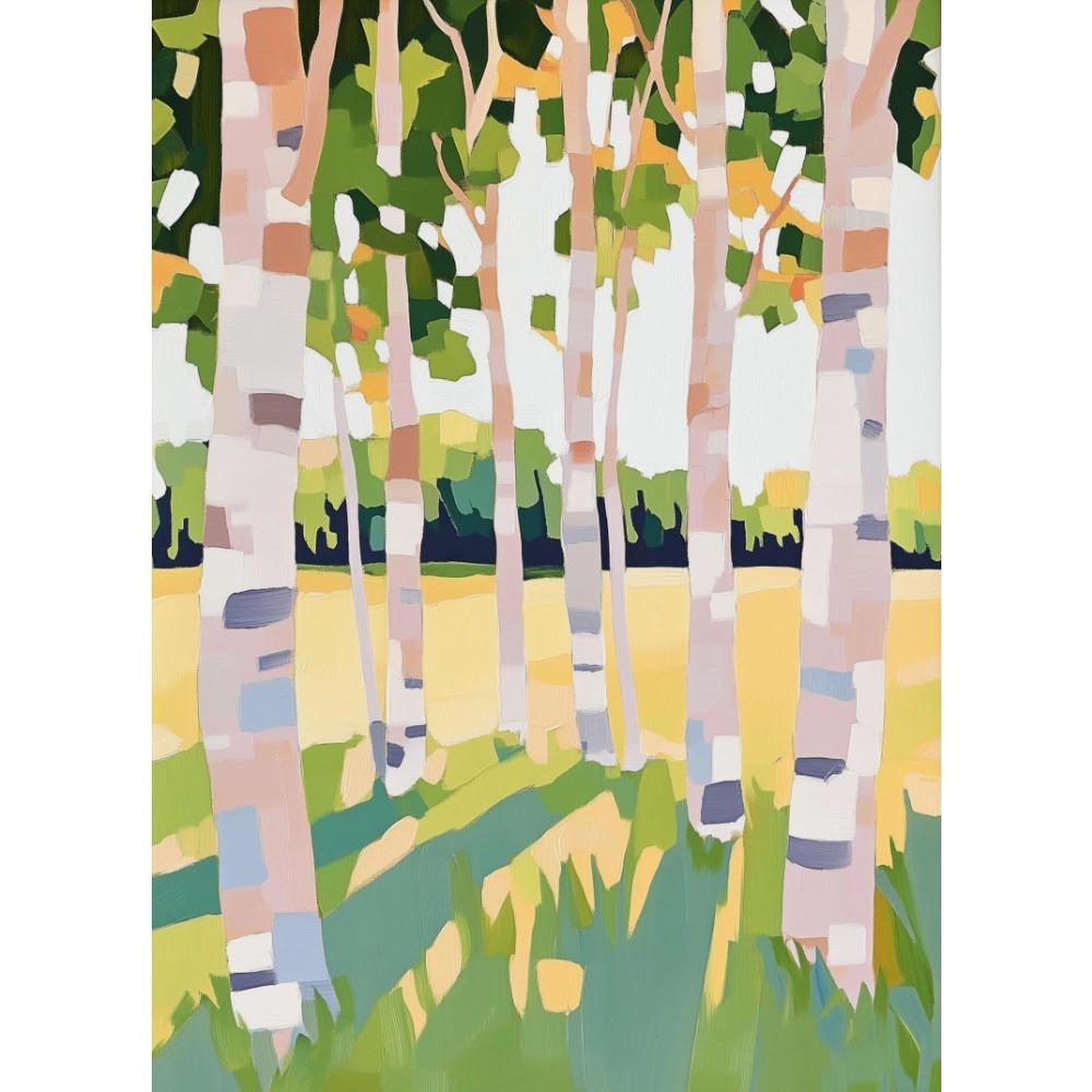 Minimalist Abstract Birch Tree Lush Wall Art Rustic Nature Canvas Printing Poster Living Room Bedroom Home Decor Gift