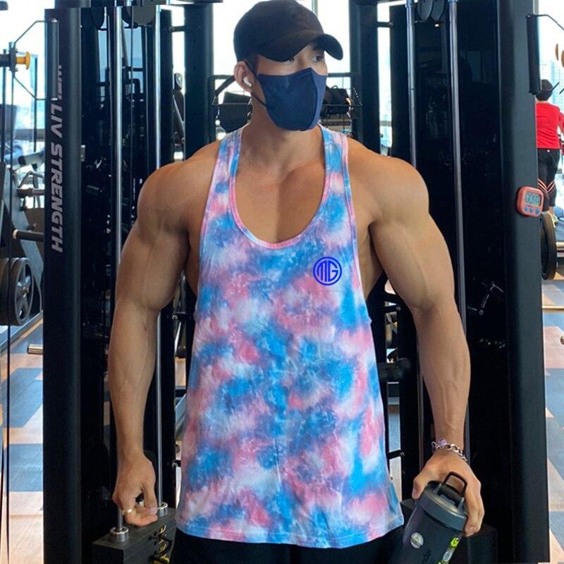 Men’s Gym Clothes Mesh Breathable Camouflage Bodybuilding Undershirt Summer Sleeveless TShirt for Male Sportswear