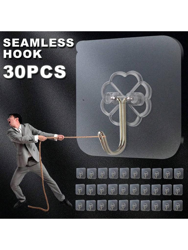 10/30PCS Transparent Seamless Adhesive Hooks, Strong Wall Mounted Hooks, Photo Frame Traceless And N