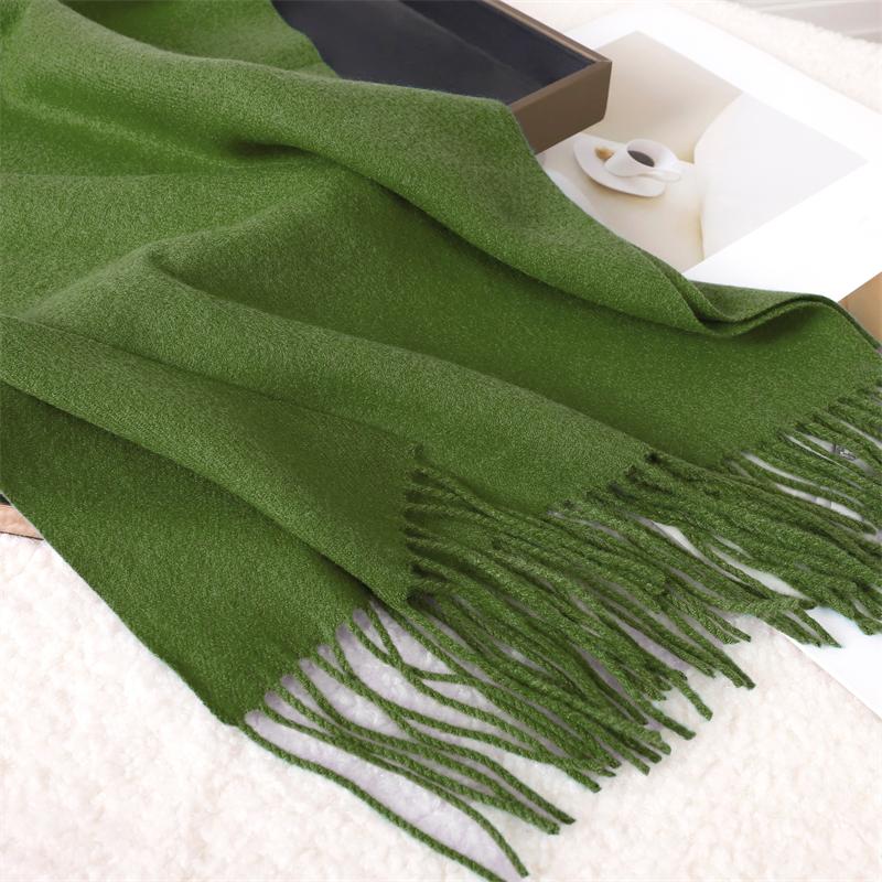 Winter Scarf Women Luxury Autumn Winter Cashmere Scarf Thickened Warm Shawl Classic Tassels Fluffy Scarf Solid Color Soft Shawl