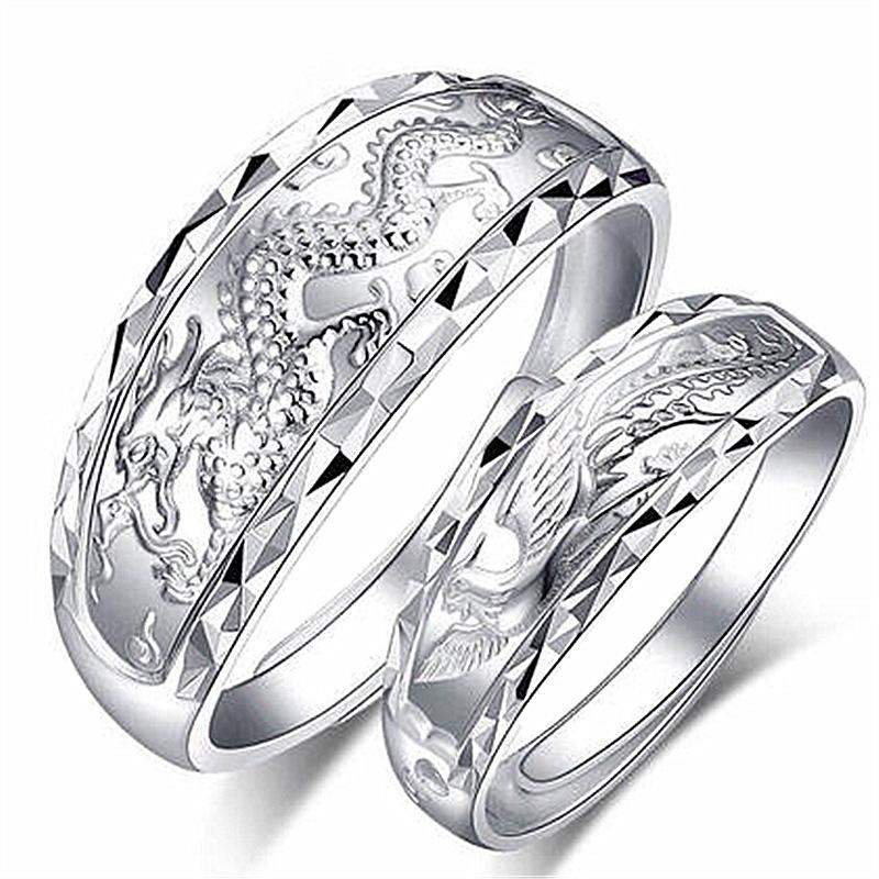 Dragon Jewelry Relief Dragon And Phoenix Ring Couple Open Ring Dragon And Phoenix Instrument Ring Valentine 'S Day Gift 