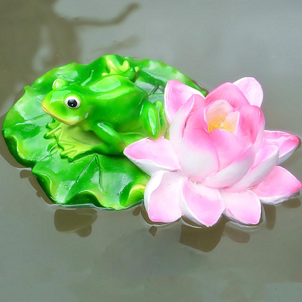 Yousheng Floating Frog Statue Resin Cartoon Relaxing Frog Ornament Pond Floating Frog Figurine for Aquarium Garden Pool Water Feature Decor