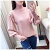 Pofulove Women's Turtleneck Pullover Sweater Autumn Winter Loose Plus Size Lantern Sleeves Knit Jumper