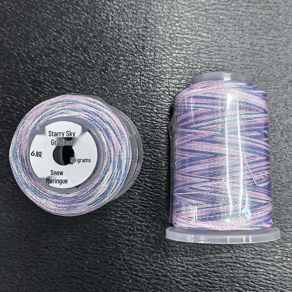 Starry Sky Gradient Yarn: 6-Strand Purple Illusion Tassel for DIY Bracelet & Handmade Weaving Accessories.