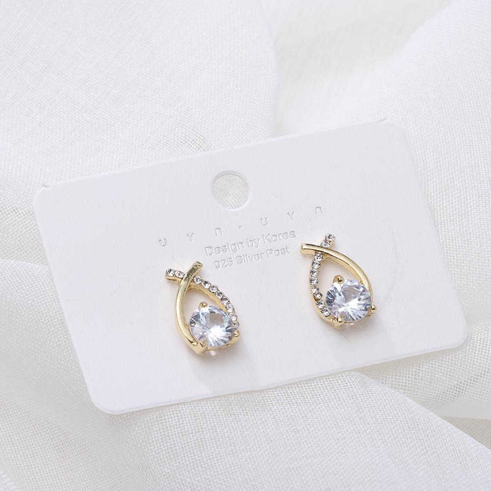 Schmuck Valentinstagsgeschenk Party Kreuz Fischschwanz Ohrringe Zirkonia Ohrringe Piercing 18k vergoldet