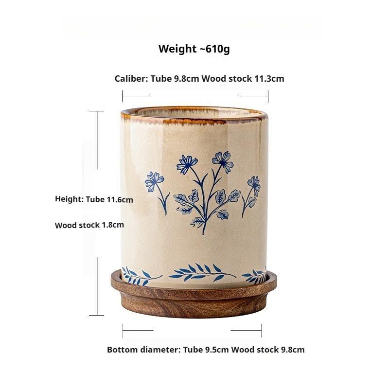 

Drainable Ceramic Chopsticks Holder - Multi-purpose Kitchen Storage Jar for Spoons, Forks, and Knives