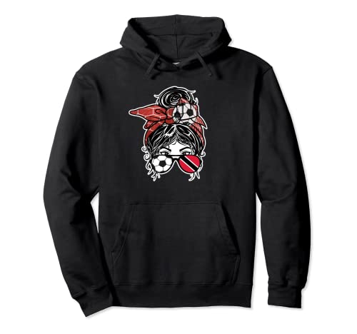 

Messy Bunn Hair Soccer Girl Trinidad and Tobago Fun Jersey Hoodie