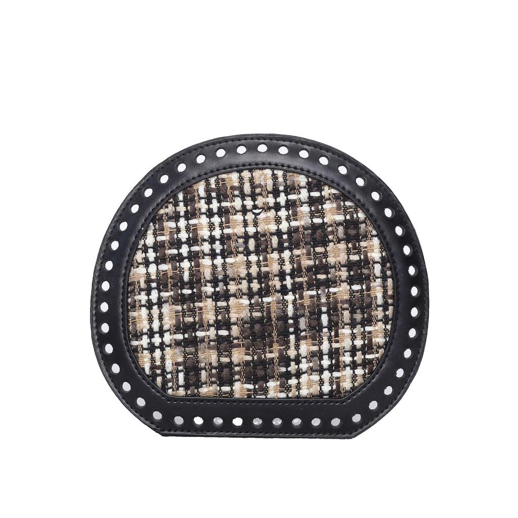 HyunA DIY Semi-Circular Knitted Bag Base with Leather Plate, 19x17cm, Handbag Accessory