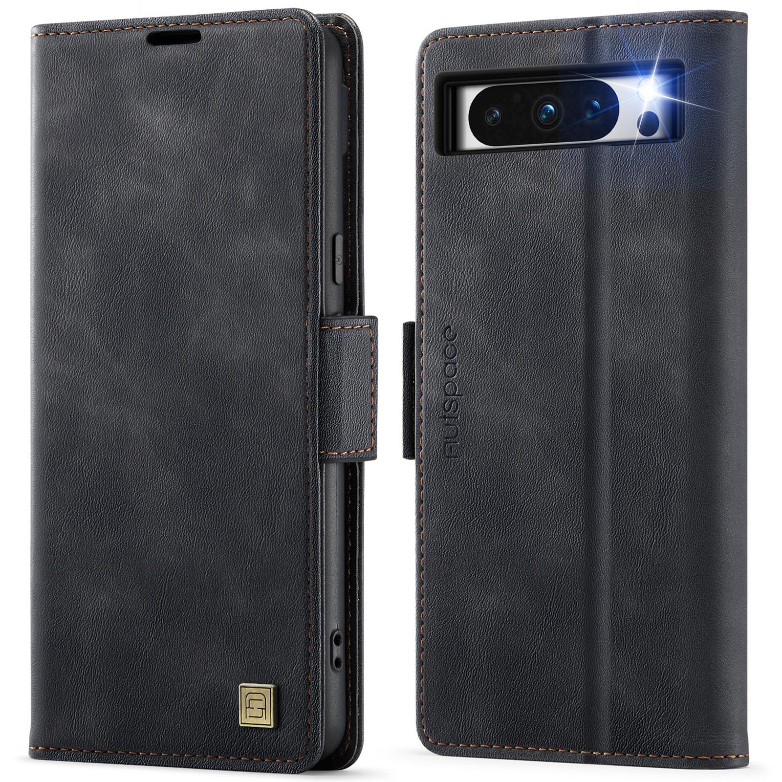 

Для чехла Google Pixel 8 Pro AUTSPACE A11 с блокировкой RFID, ретро-кожаный чехол-кошелек для мобильного телефона Black