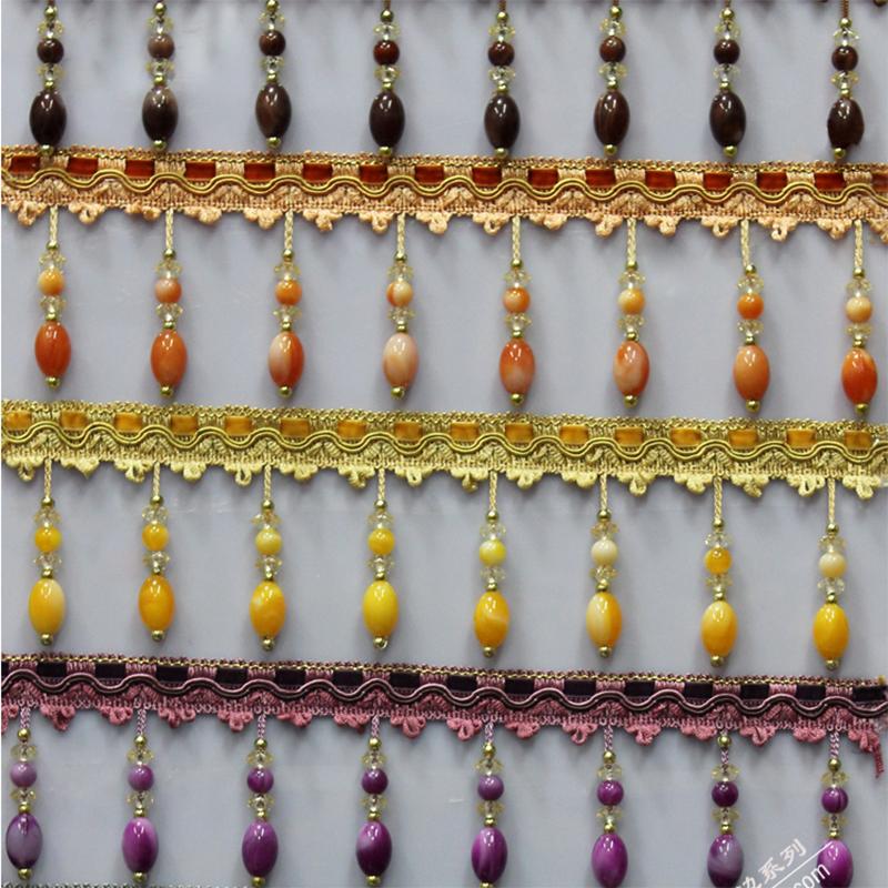 1M Akrylová Korálková Krajková Záclona Šití Střapec Okraj Čalounická Stuha Ozdoba DIY pro Šití Záclonové Doplňky Dekor Evropský Nový