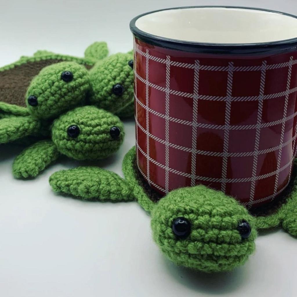 Heat Insulating Cup Mat Hand Knitted Coaster Delightful Turtle/Lamb Shape Cup Coaster Cup Pads Wool Material for Cup