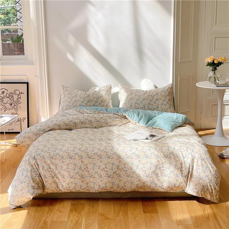 

Комплект постельного белья Simple Flower из 100% хлопка Slub King, высококачественный удобный воздухопроницаемый пододеяльник, комплект постельного белья из хлопка US Full Size 4 pcs