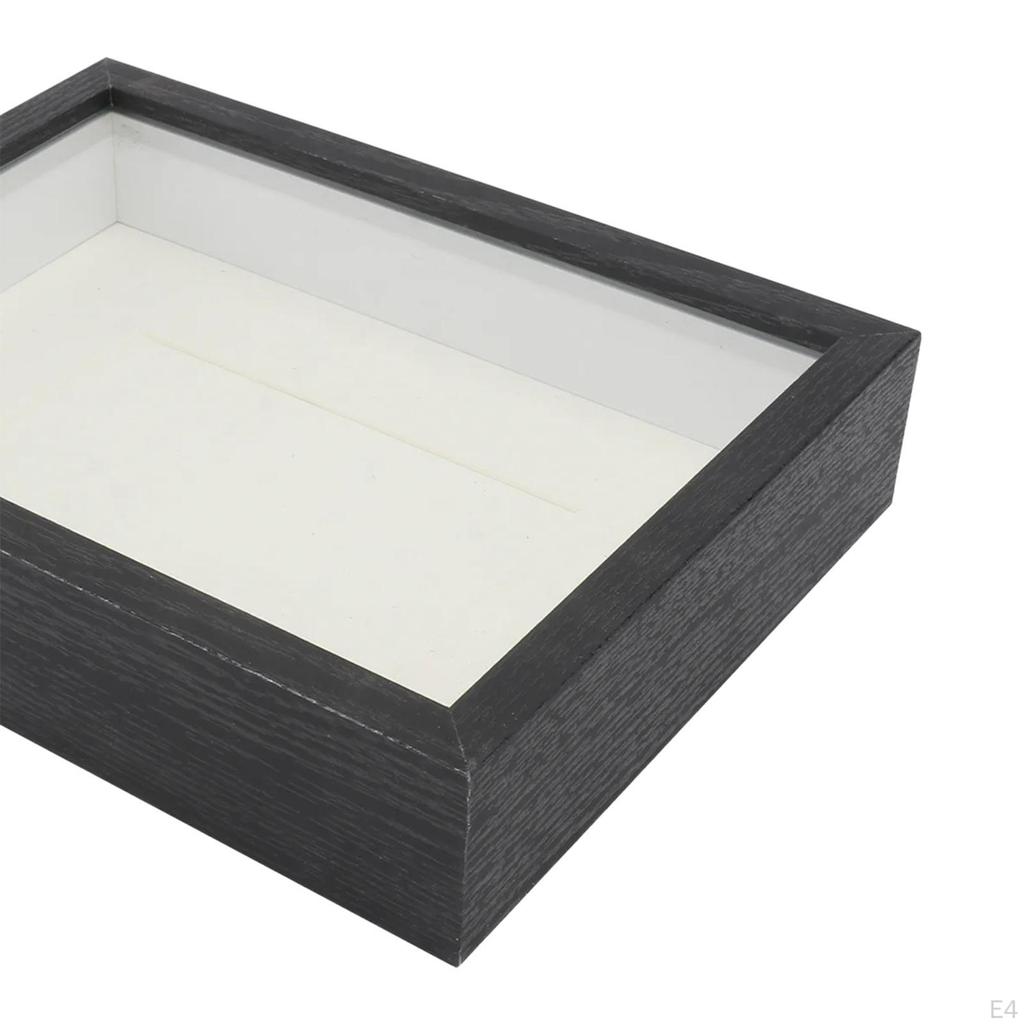 Display Case Photo Frame Shadow Box Pressed Wood Decorative Storage in Artificial Material