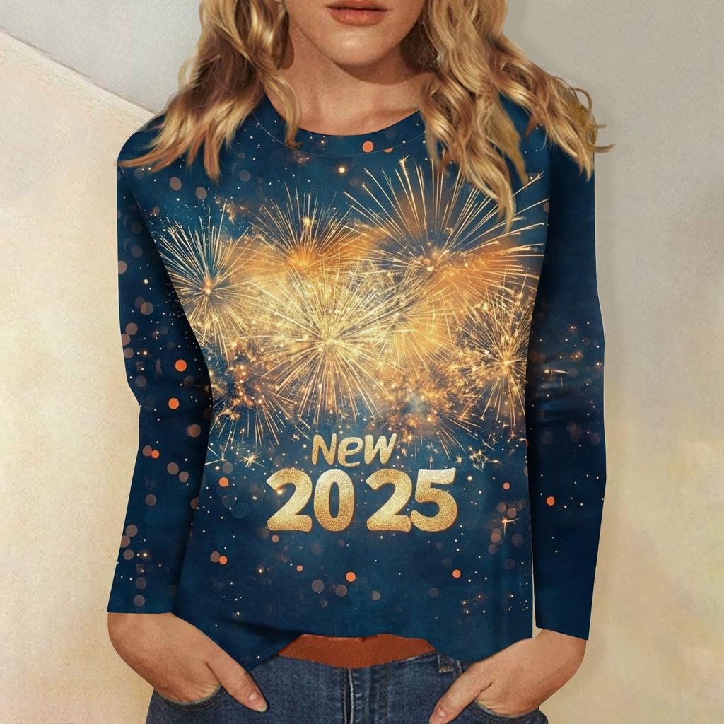 Women's And Winter Round Neck Long Sleeve T-Shirt Printed Top