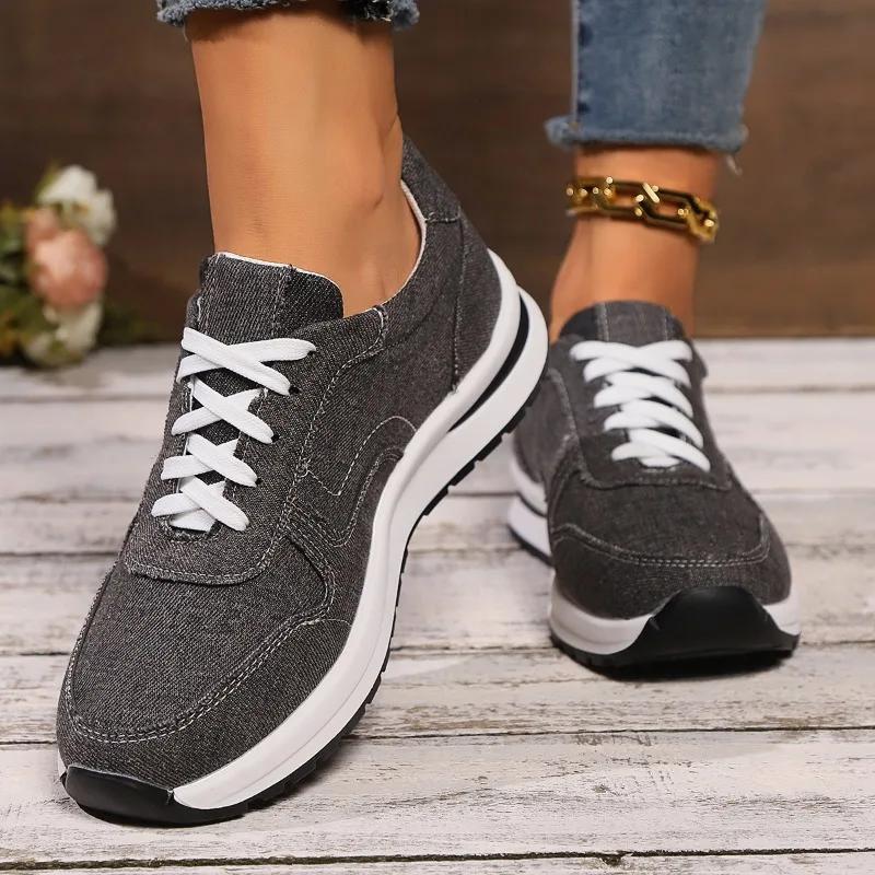 

Women s Canvas Shoes 2025 Fashion Lace-Up Flat Sneakers Solid Color Casual Ladies Vulcanized Shoes Plus Size Zapatillas Mujer 43 чёрный