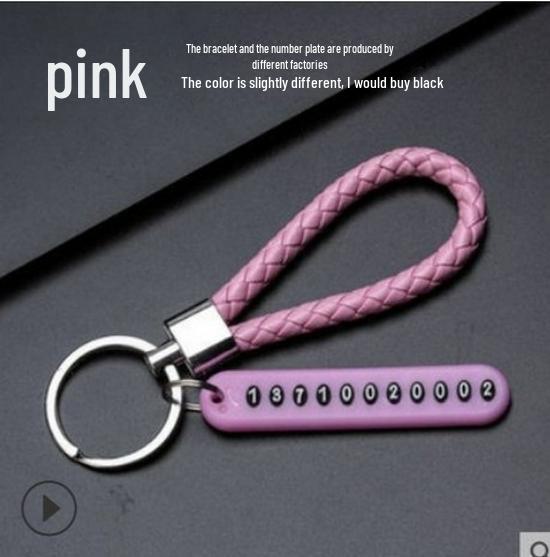 Anti-lost Number Plate Mobile Phone Braided Rope Keychain with 8-Shaped Buckle Pendant