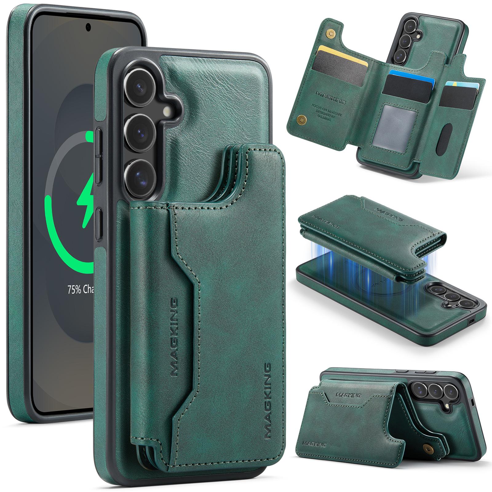 

MAGKING K3 Series For Samsung Galaxy S25+ Case Compatible with MagSafe Wallet PC+TPU+PU Phone Cover Green