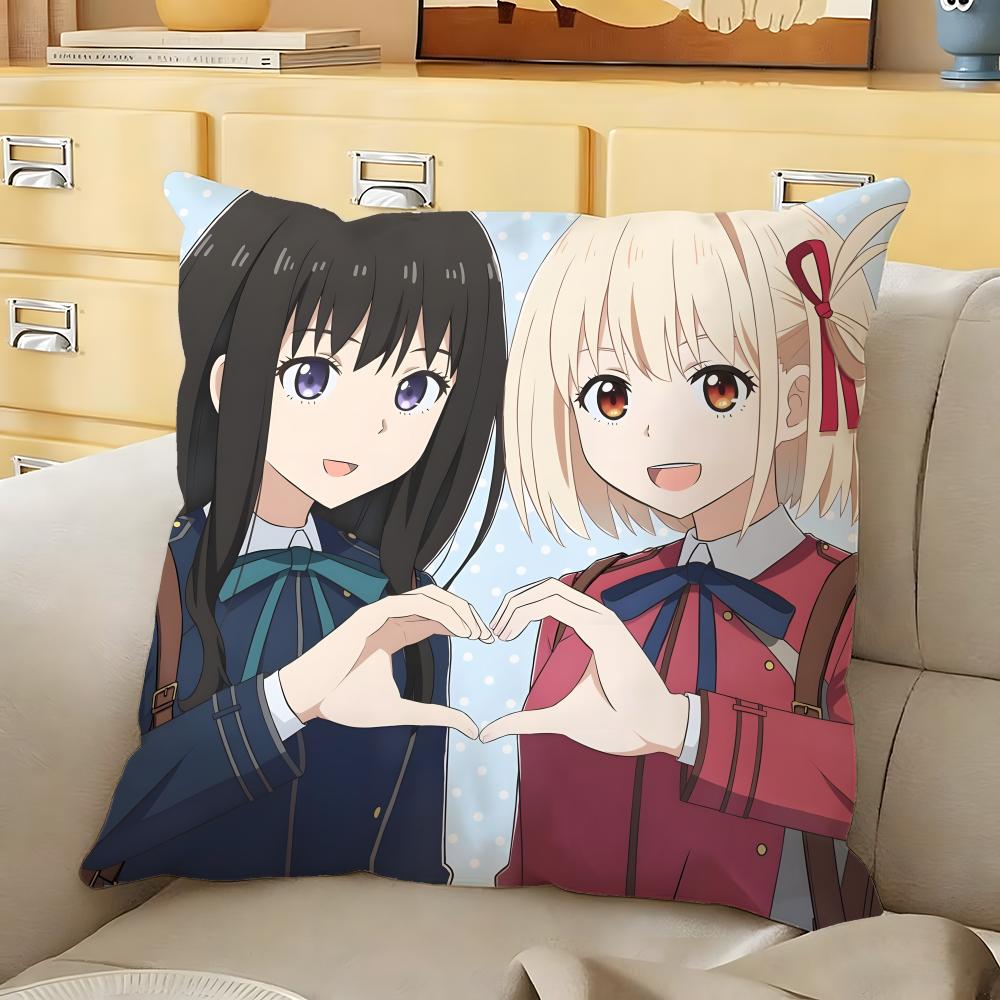 

Anime LLycoris RRecoil Cushion Cover Soft Durable Reversible Pillow Cover Home Car MultiScene Daily Comfort Pillowcase 30X30cm