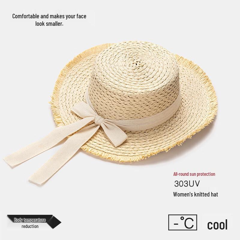 Summer Wide-Brim Flat-Top Straw Sun Hat