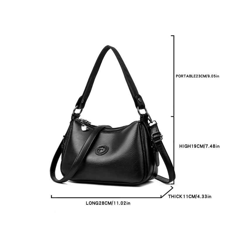 Fashionable Women's Shoulder Bag, Soft PU Leather Crossbody Bag, Solid Color Handbag, Suitable for Daily Use, Shopping, Commuting