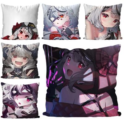1PC Anime Girl Hololive Sakamata Chloe Game Pillow Case Sofa Decorative Home Double-sided Printing Short Plush Cushion Cover