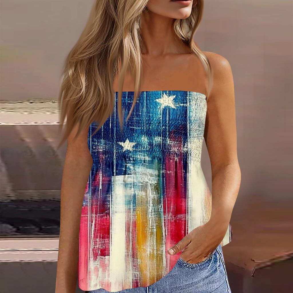 Dámské crop topy, roztomilé sexy tričko bez rukávů s potiskem odhalených ramen
