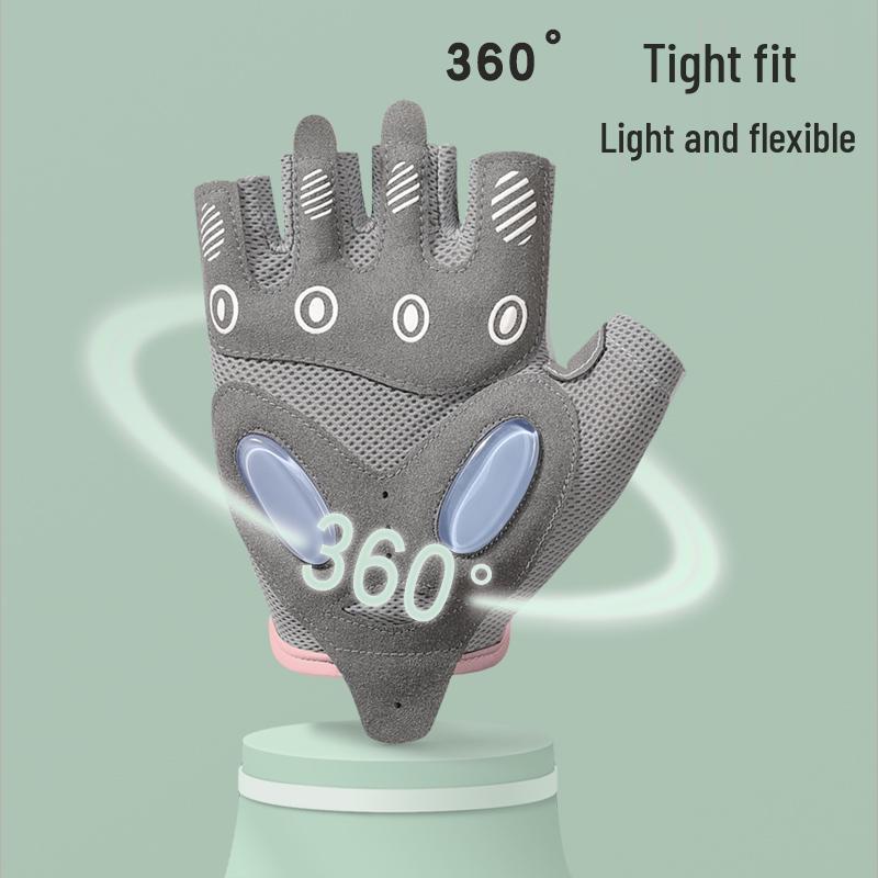 Women's Half Finger Anti-Slip Fitness Gloves for Training, Cycling, Yoga, and Jump Rope - Breathable and Anti-Callus Design.