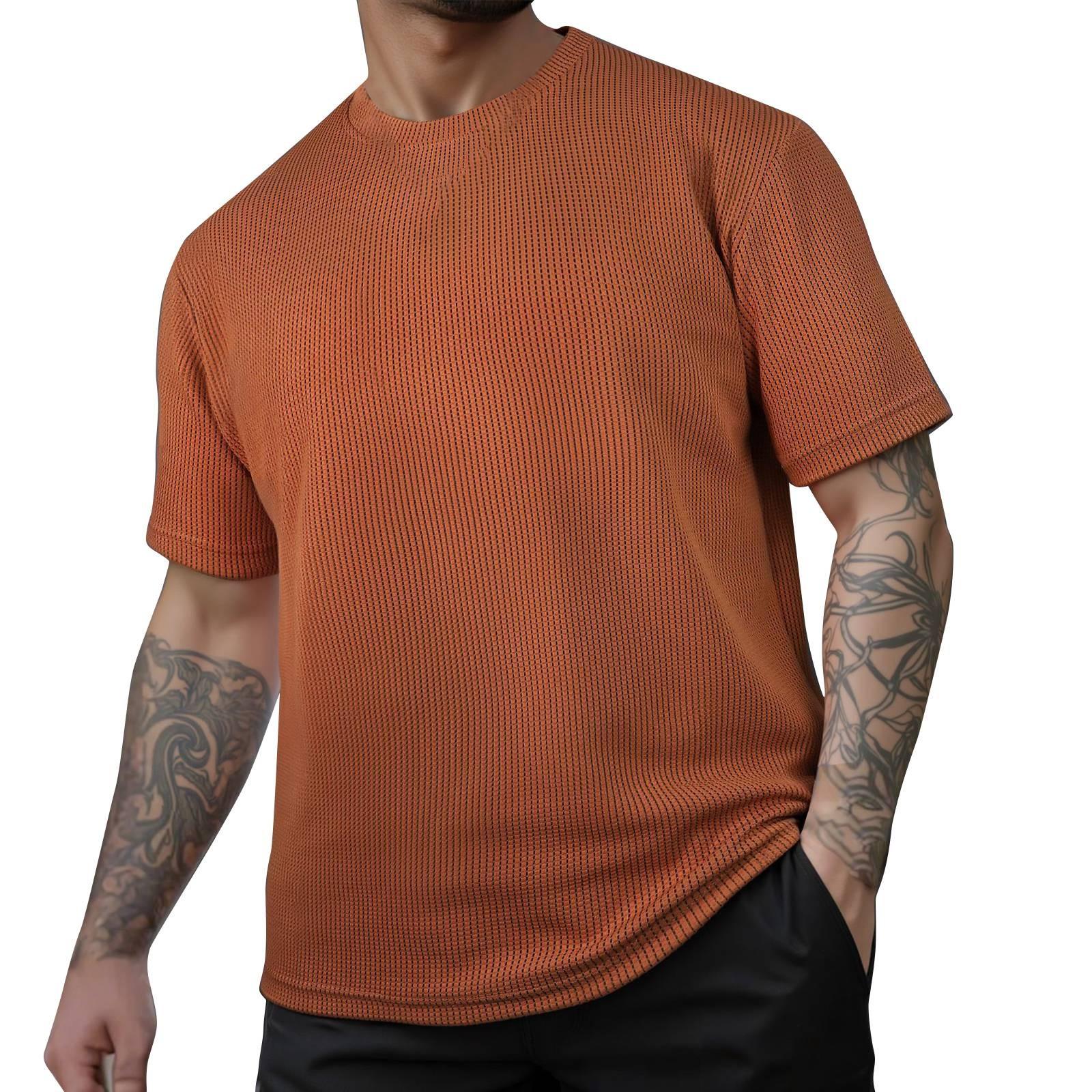 

Men s Summer Solid Color Round Neck Short Sleeve Top Men s Casual Fashion Shirt XXL червоний