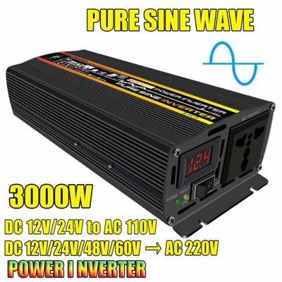 1 Set 3000W/4000W/6000W Power Inverter Pure Sine Wave LED Display 12V/24V To