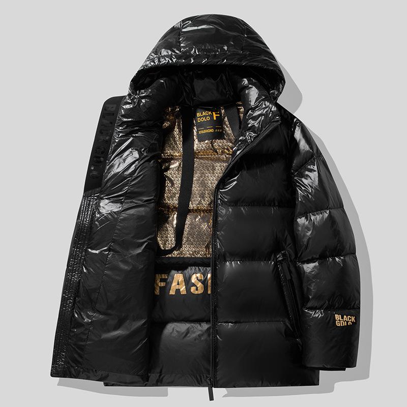 Black Gold Down Jacket Men Short Men Winter Thickened Hooded Jacket Men and Women Warm Tops