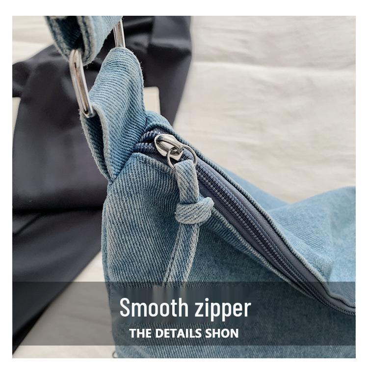 Geantă Crossbody din Denim pentru Femei - Capacitate Mare, Multi-Buzunare, Geantă de Umăr Casual Versatilă