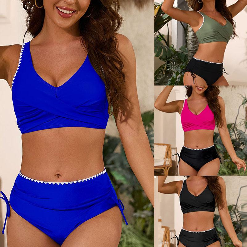 

Женские комплекты бикини из двух частей, купальник Push Up Shell Edge Swimwar S синий