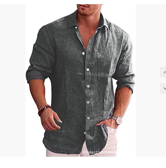 Men's Cotton Linen Autumn Long-sleeved Shirt Solid Colour Versatile Casual Resort Style Men's Shirt Tops