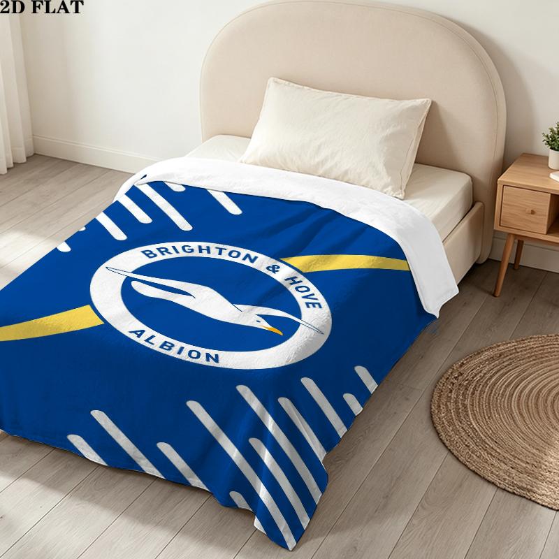 Brighton & Hove Albion FC Print Flannel Blanket High Quality Warm Comfortable Cover for All Seasons Perfect for Gifts Home Decor