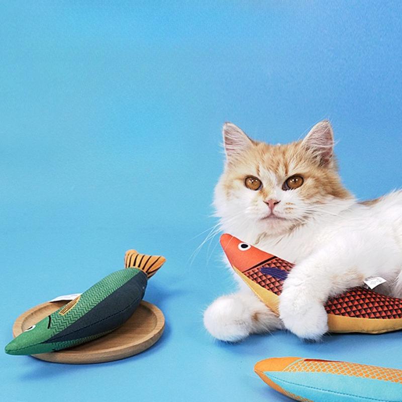 Fish Shape Catnip Cats Toy Soft Bite‑resistant Kitten Plush Toys Stress Relief Interactive Playing Supplies for Indoor Pet Cats